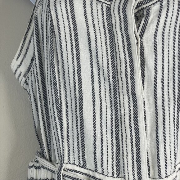 Womens Linen Blend Striped Sundress Dress Small Black Ivory Vacation Swiftie Tra - Picture 11 of 12